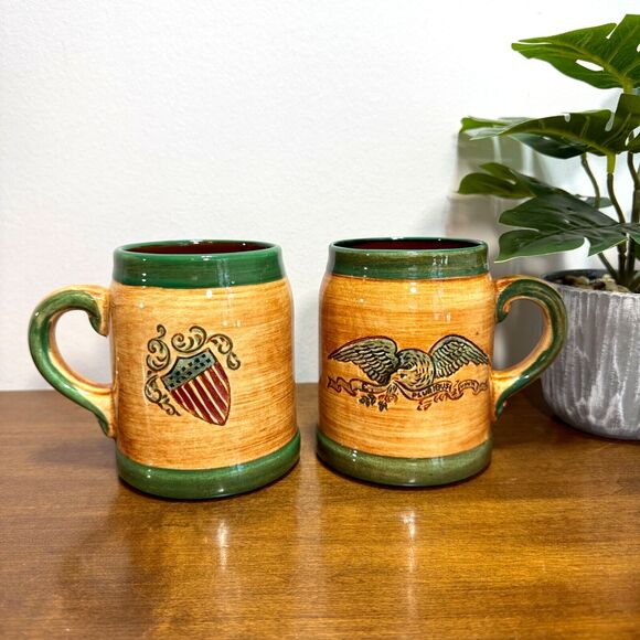 Pair of Pennsbury Pottery Mugs American Eagle 22 ounces Set of 2 USA - Picture 1 of 9